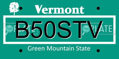 B50STV Vermont License Plate