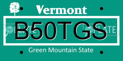 B50TGS Vermont License Plate