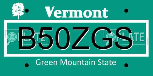B50ZGS Vermont License Plate