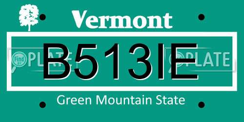B513IE Vermont License Plate