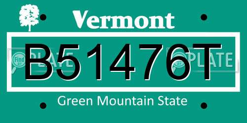 B51476T Vermont License Plate