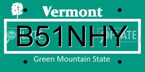 B51NHY Vermont License Plate