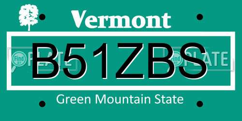 B51ZBS Vermont License Plate