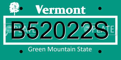 B52022S Vermont License Plate