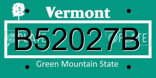 B52027B Vermont License Plate