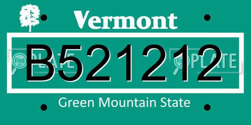 B521212 Vermont License Plate