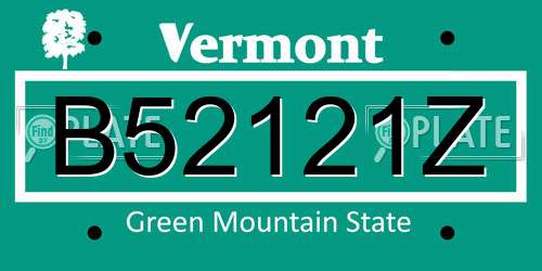 B52121Z Vermont License Plate