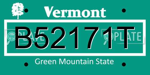 B52171T Vermont License Plate