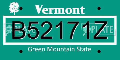 B52171Z Vermont License Plate