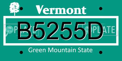 B5255D Vermont License Plate