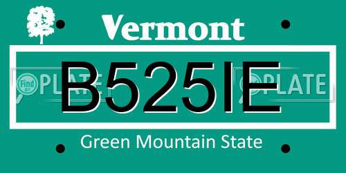 B525IE Vermont License Plate