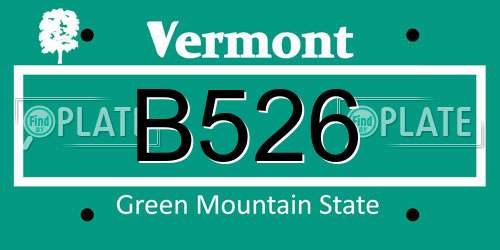 B526 Vermont License Plate