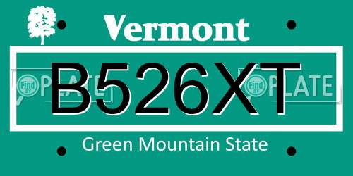 B526XT Vermont License Plate