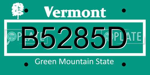 B5285D Vermont License Plate