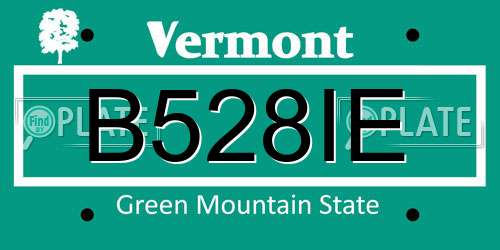 B528IE Vermont License Plate