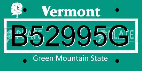 B52995G Vermont License Plate