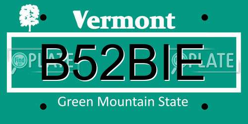 B52BIE Vermont License Plate