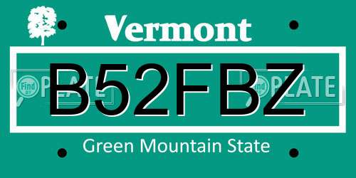 B52FBZ Vermont License Plate