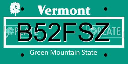 B52FSZ Vermont License Plate