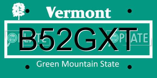B52GXT Vermont License Plate