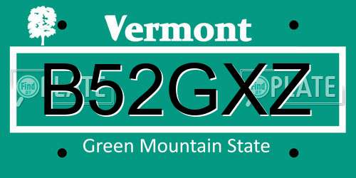 B52GXZ Vermont License Plate