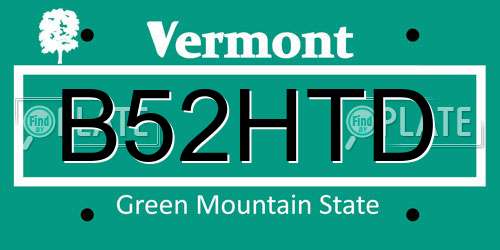 B52HTD Vermont License Plate