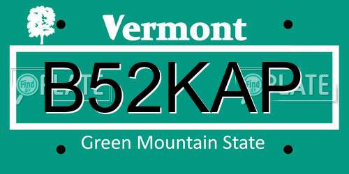 B52KAP Vermont License Plate