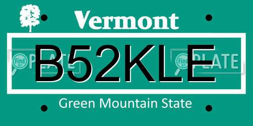 B52KLE Vermont License Plate