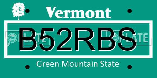 B52RBS Vermont License Plate