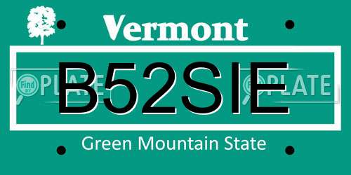 B52SIE Vermont License Plate