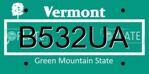 B532UA Vermont License Plate