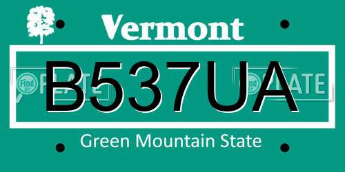 B537UA Vermont License Plate