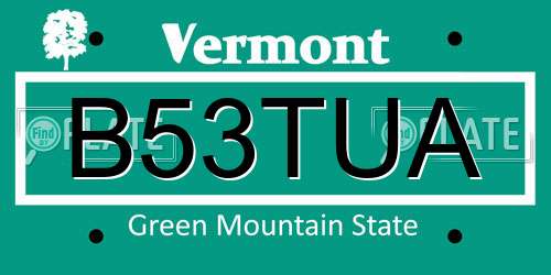 B53TUA Vermont License Plate
