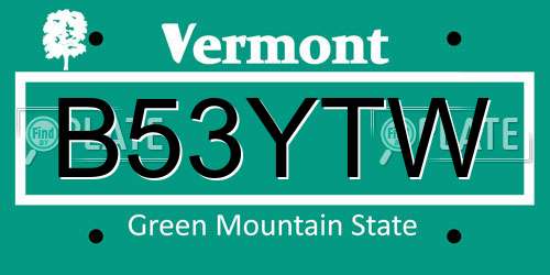 B53YTW Vermont License Plate