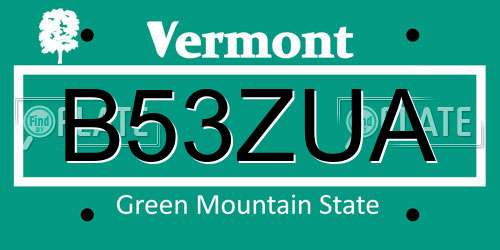 B53ZUA Vermont License Plate