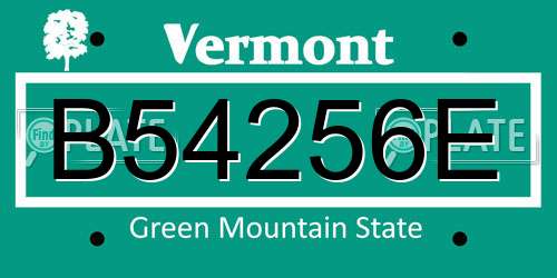 B54256E Vermont License Plate