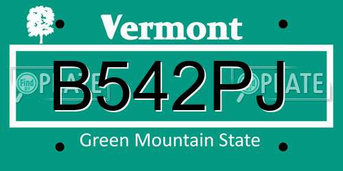 B542PJ Vermont License Plate