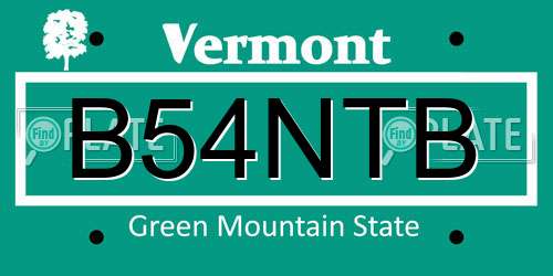B54NTB Vermont License Plate