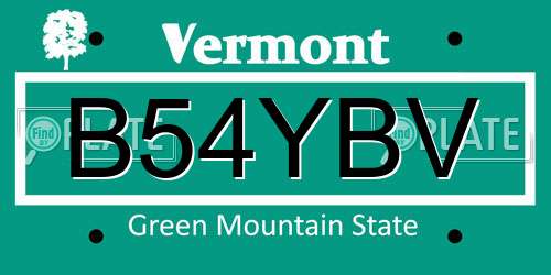 B54YBV Vermont License Plate