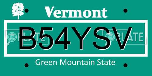B54YSV Vermont License Plate
