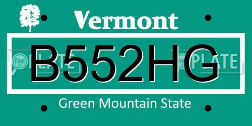 B552HG Vermont License Plate