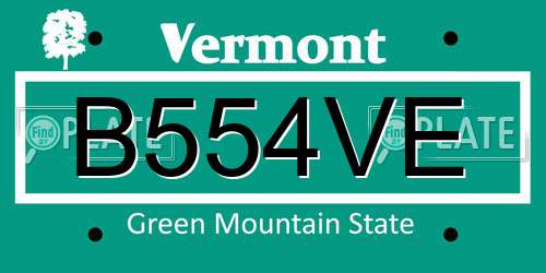 B554VE Vermont License Plate