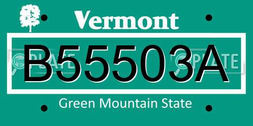 B55503A Vermont License Plate