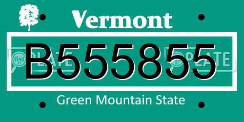 B555855 Vermont License Plate
