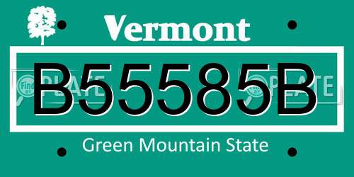 B55585B Vermont License Plate