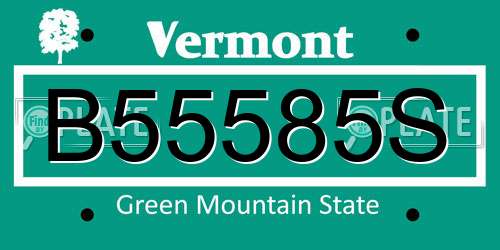B55585S Vermont License Plate