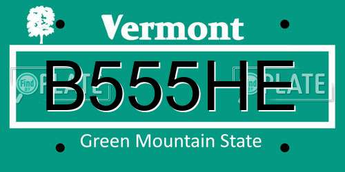 B555HE Vermont License Plate