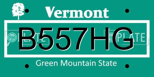 B557HG Vermont License Plate