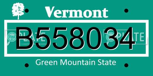 B558034 Vermont License Plate