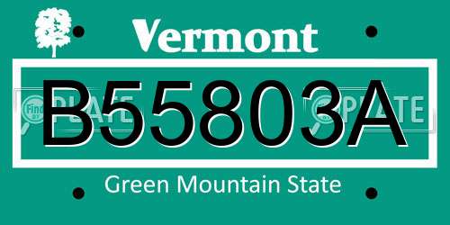 B55803A Vermont License Plate